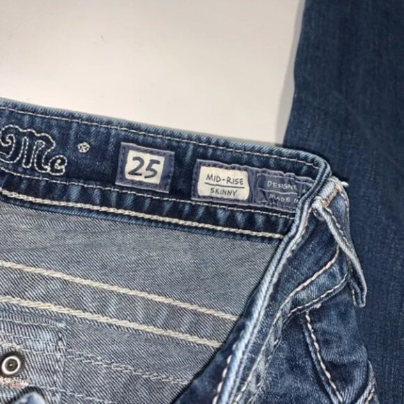 Miss Me Women's Blue Embellished Sequins Mid Rise Jeans 25x30 0419 Women’s Jeans - Picture 3 of 12